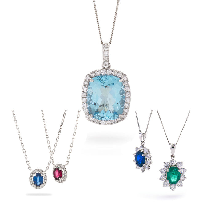 Diamond &amp; Precious Stone Neckwear (Sapphire, Ruby, Emerald, Aquamarine, Morganite &amp; Tanzanite)