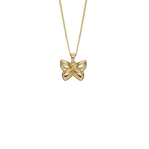 9ct Yellow Gold Butterfly Pendant & Chain