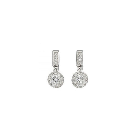 Small Diamond Cluster Earrings In 9ct White Gold