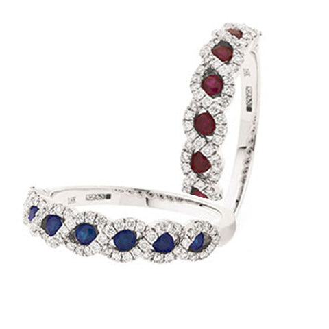 18ct White Gold Diamond Dress Ring Available with Sapphire or Ruby