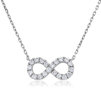 18ct Gold Diamond Infinity Pendant & Chain (0.52ct) Available In White, Yellow & Rose Gold