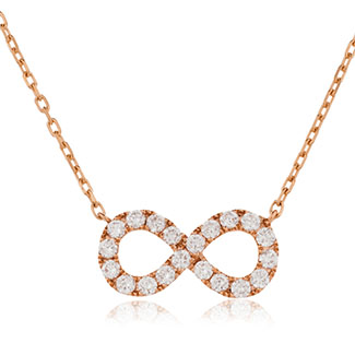 18ct Gold Diamond Infinity Pendant & Chain (0.52ct) Available In White, Yellow & Rose Gold