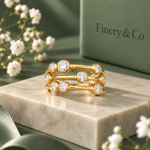 9ct Yellow Gold Lab Diamond Bubble Ring
