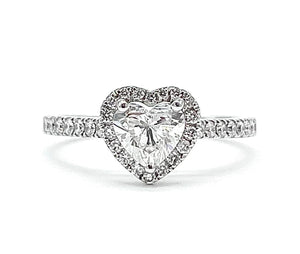 18K White Gold Heart Shaped Diamond Ring - 0.91CT
