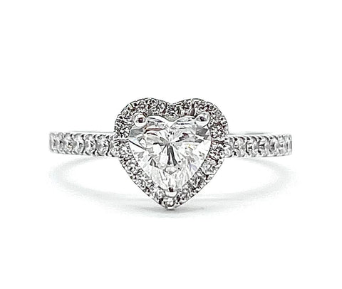 18K White Gold Heart Shaped Diamond Ring - 0.91CT