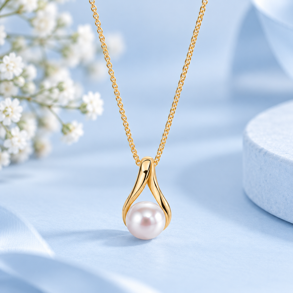 9ct Yellow Gold Freshwater Pearl Pendant & Chain