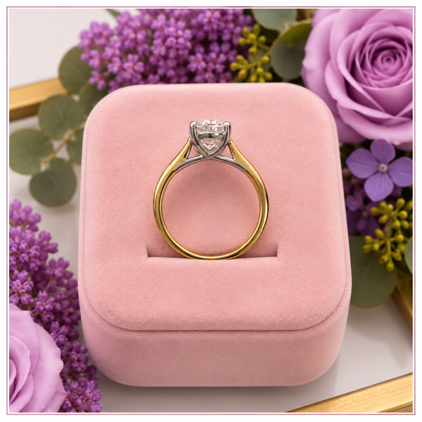 18k Yellow Gold & Platinum Oval Cut Lab Diamond Ring 1.22ct FVVS2
