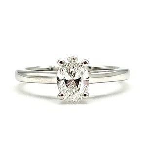 Platinum Oval Diamond Ring 0.80ct F SI1 GIA