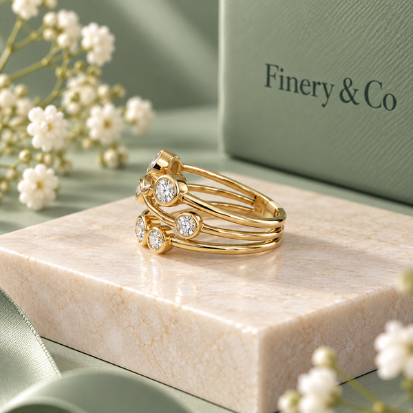 9ct Yellow Gold Lab Diamond Bubble Ring