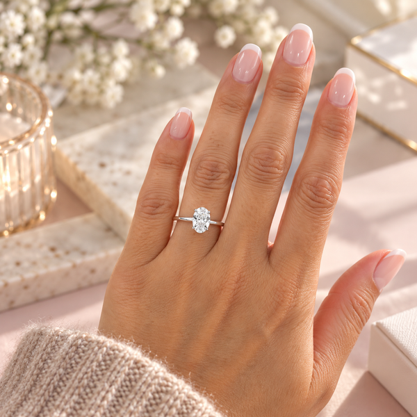 Platinum Oval Lab Diamond Ring
