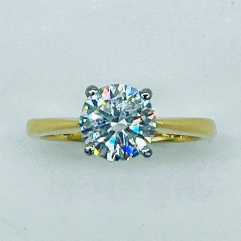 18ct Yellow Gold Lab-grown Brillaint Cut Diamond Ring 1.50ct