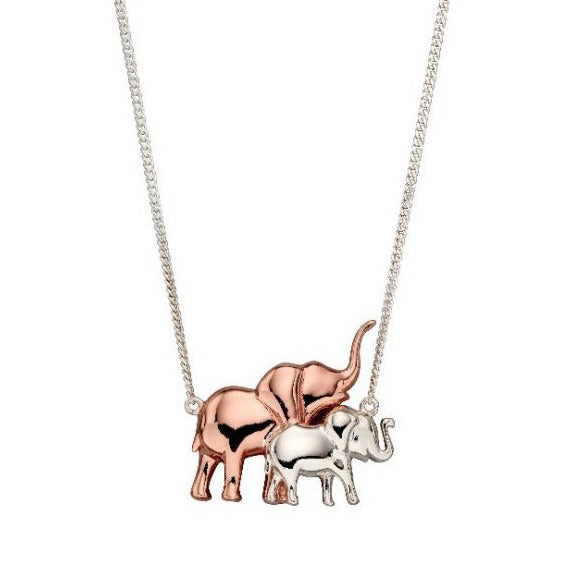 Silver and Rose Gold Plated Elephant Necklace