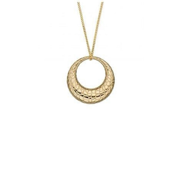 Snake Skin Texture Pendant In 9ct Yellow Gold & Chain