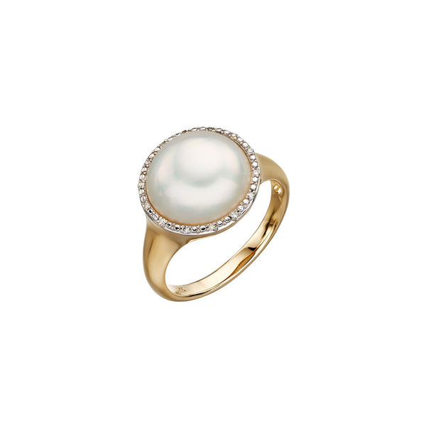9ct Yellow Gold Mabe Pearl and Diamond Pendant