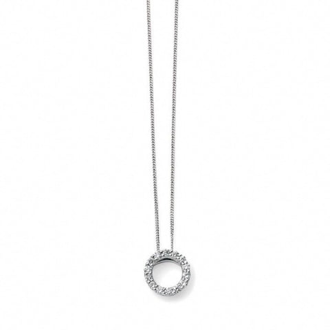 9ct White Gold Diamond Circle Pendant