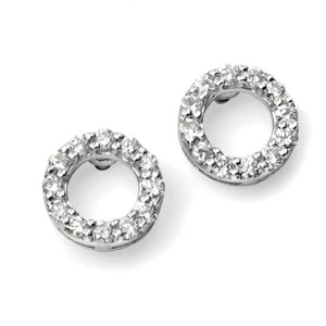 9ct White Gold Diamond Circle Earrings