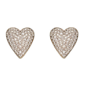 9ct Yellow Gold Diamond Pave Heart Earrings