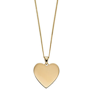 9ct Yellow Gold Engravable Heart Disc & Chain