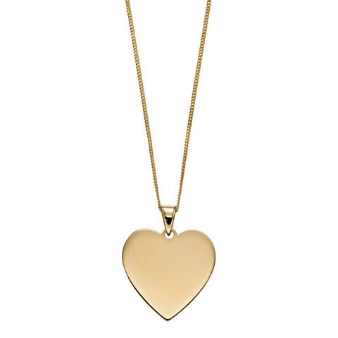 9ct Yellow Gold Engravable Heart Disc & Chain
