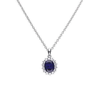 Blue Cubic Zirconia Cluster Pendant and Silver Chain