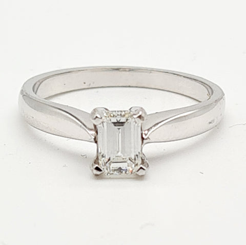 (0.50ct) 18ct White Gold Emerald Cut Diamond Ring
