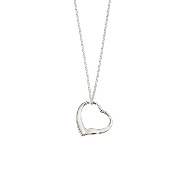 Silver Open Heart Stud Earrings