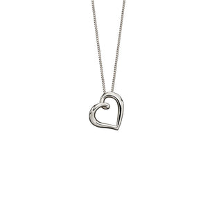 9ct White Gold Organic Heart Pendant and Chain