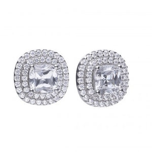 Cushion Cut Double Halo Zirconia Earrings