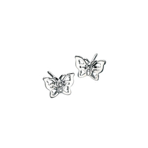 Silver Butterfly Diamond Children's Earrings