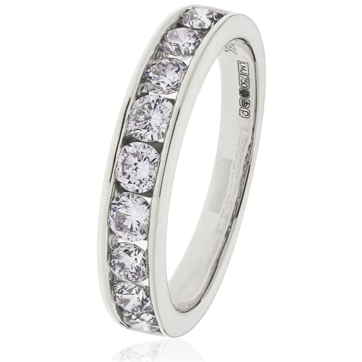 Platinum Brilliant Cut Diamond Half Eternity Ring (0.80ct)