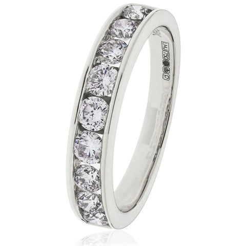 Platinum Brilliant Cut Diamond Half Eternity Ring (0.80ct)
