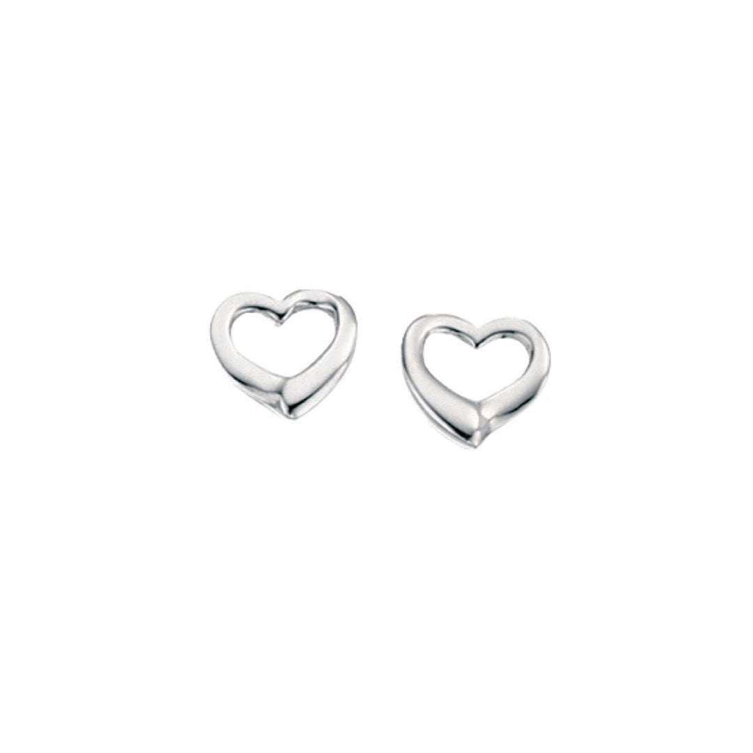 Silver Open Heart Stud Earrings