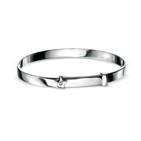 Silver Star Diamond Bangle