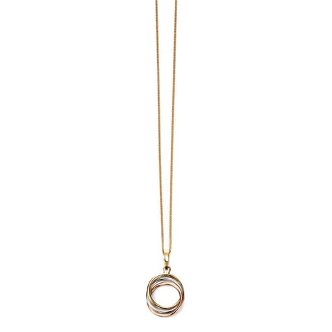 9ct Yellow, White and Rose Gold Triple Hoop Pendant and Chain.