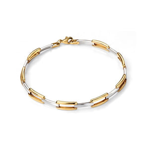 9ct Yellow and White Gold Oval Rectangle Link Bracelet