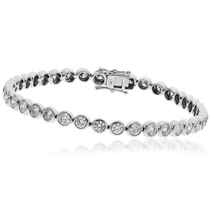 9ct White Gold Rubover Set Diamond Tennis Bracelet