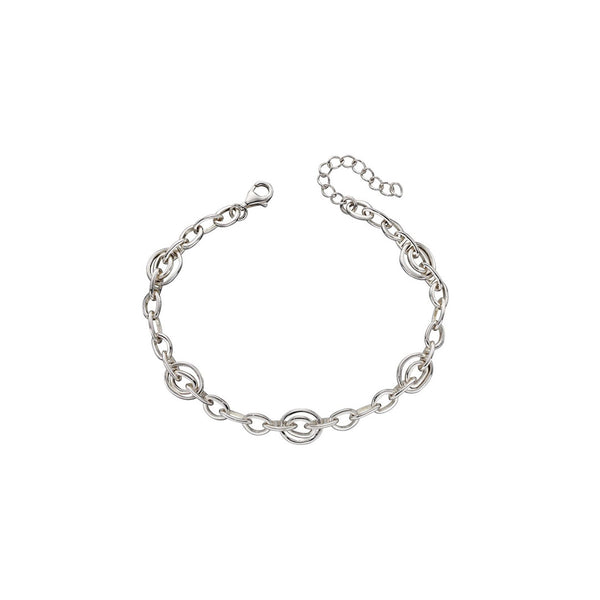 Silver Organic Double Link Drop Earrings