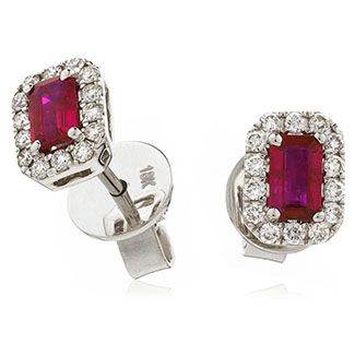 18ct White Gold Diamond Cluster Earring Available With Sapphire Or Ruby