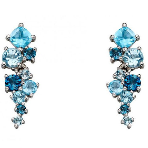 9ct White Gold & Blue Topaz Earrings