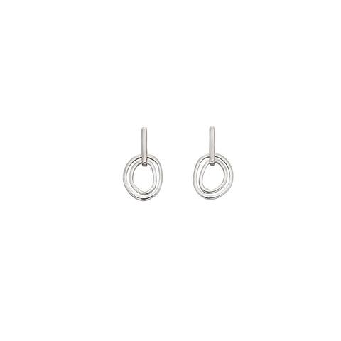 Silver Organic Double Link Drop Earrings