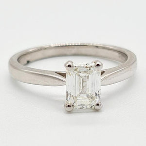 (1.02ct) 18ct White Gold Emerald Cut Diamond Solitaire Ring
