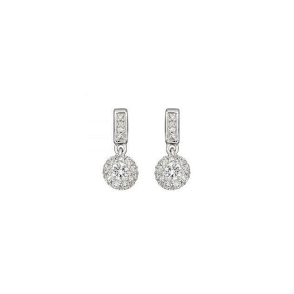 Small Diamond Cluster Earrings In 9ct White Gold