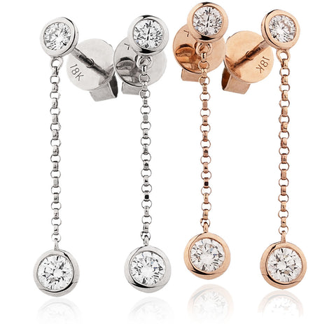 18ct Gold Diamond Chain Drop Earring (0.53ct) Available In White Gold & Rose Gold