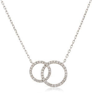 18ct White Gold Diamond Set Double Circle Necklace (0.25ct)