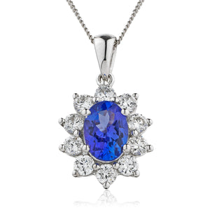 18ct White Gold Diamond Pendant & Chain Available With Sapphire, Ruby & Emerald