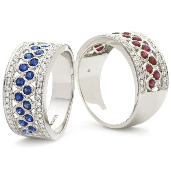 18ct White Gold Diamond Dress Ring (Available With Sapphire Or Ruby)