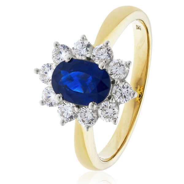 18ct Gold Diamond Cluster Ring Available With Sapphire, Ruby Or Emerald In White Or Yellow Gold