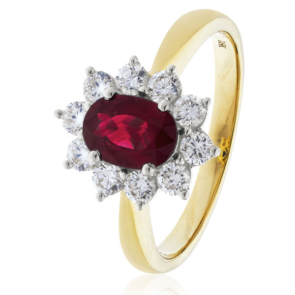 18ct Gold Diamond Cluster Ring Available With Sapphire, Ruby Or Emerald In White Or Yellow Gold