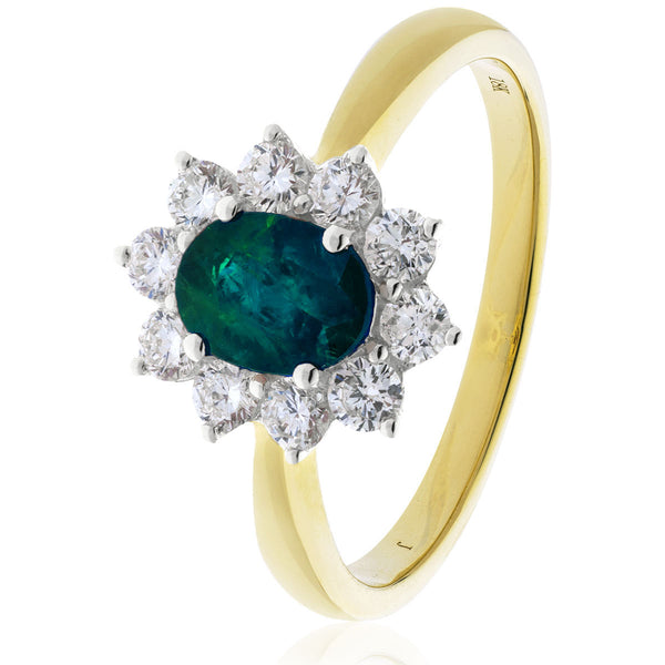 18ct Gold Diamond Cluster Ring Available With Sapphire, Ruby Or Emerald In White Or Yellow Gold