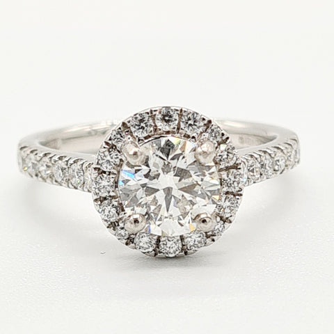 18ct White Gold Brilliant Cut Diamond Halo Ring (0.64ct + 0.15ct)